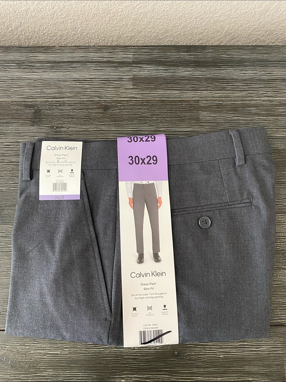Calvin Klein Men's Gray Dress Pants - Slim Fit